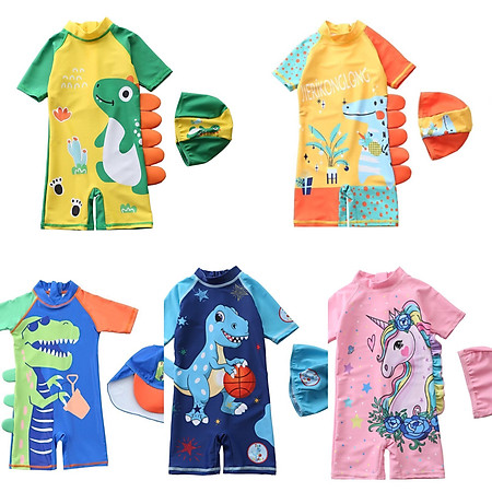 BỘ ĐỒ BƠI BÉ TRAI BÉ GÁI 1 MẢNH LIỀN CHỐNG CẢM LẠNH NHIỀU MẪU ( TẶNG KÈM NÓN BƠI )