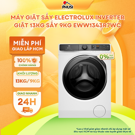 Máy giặt sấy Inverter Electrolux EWW1343R7WC giặt 13kg sấy 9kg - Hàng Chính Hãng