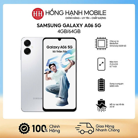 Điện Thoại Samsung Galaxy A06 5G 4GB/64GB - Hàng Chính Hãng