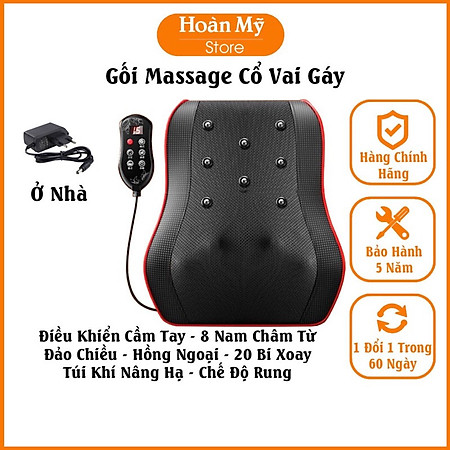 Gối Massage Cổ Vai Gáy Hồng Ngoại Đa Năng  20 Bi Cao Cấp, Bảo Hành 12 Tháng