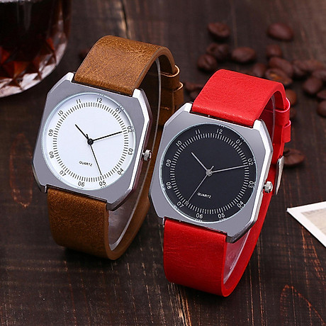 Women s rectangle quartz watch stylish ladies casual watch with pu leather strap for sport&work, red & black 5