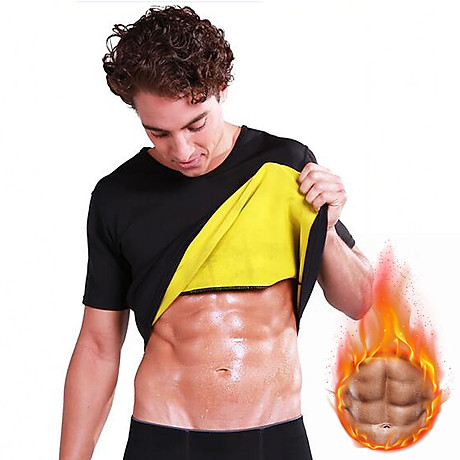 Men workout sauna suit neoprene short sleeve sweat shirt body shaper training weight loss shirt 5