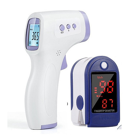 Nhiệt kế đo nhiệt đô cơ thể không tiếp xúc và máy đo nhịp tim, nồng độ oxy trong máu ( sản phẩm thiết yếu mùa dịch ) 1