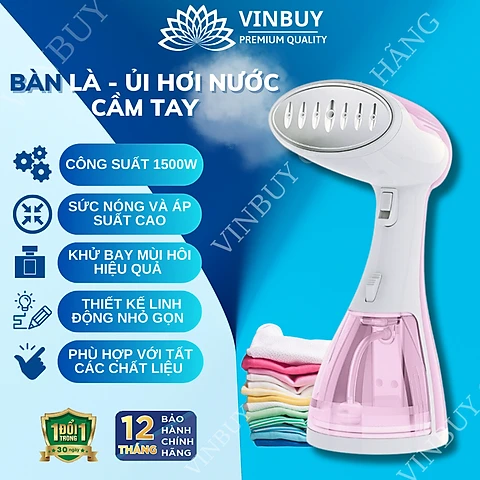Bàn Là Hơi Nước Cầm Tay VinBuy Công Suất 1500W - Hàng Chính Hãng - màu hồng