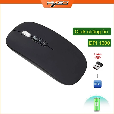Chuột không dây HXSJ M103B wireless Bluetooth tự sạc pin siêu mỏng không gây tiếng ồn chuyên dùng cho Máy tính, pc, Laptop, Tivi - Hàng chính hãng - Đen