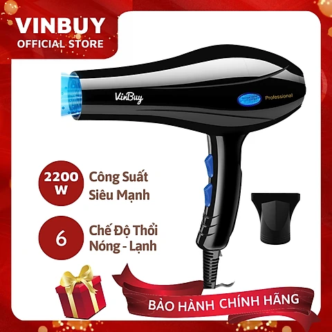 Máy Sấy Tóc Cao Cấp Công Suất Lớn 2300W Chuyên Dụng Cho Hair Salon - Máy Sấy Tóc Bổ Sung Ion Dưỡng Ẩm, Làm Mềm Mượt Tóc - Máy Sấy Tóc Cao Cấp Động Cơ Êm Ái, Ổn Định Chính Hãng VinBuy - Màu Đen