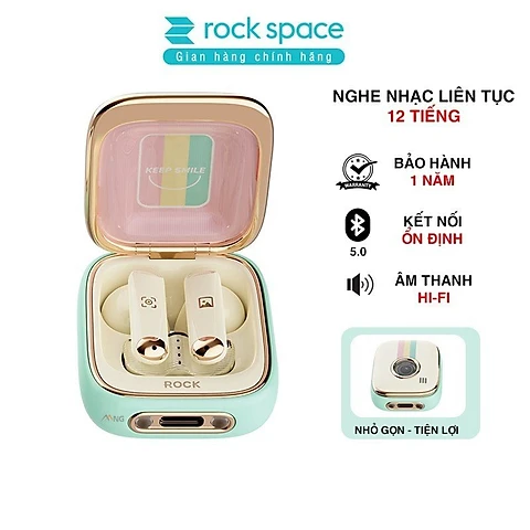 Tai nghe bluetooth Rock Retro nghe nhạc liên tục 12h - Hàng chính hãng bảo hành 1 năm - Kiểu máy ảnh