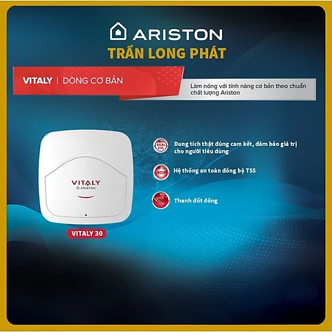 Máy Nước Nóng Gián Tiếp Ariston Vitaly 30 2.5 FE 2500W - Hàng chính hãng