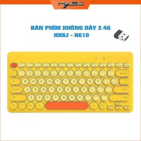 Bàn phím không dây HXSJ K610 - Kết nối 2.4G giảm ồn, gọn nhẹ dễ mang đi, phù hợp Mac PC Laptop Điện thoại - Hàng chính hãng - Pale Yellowish - Limited Version