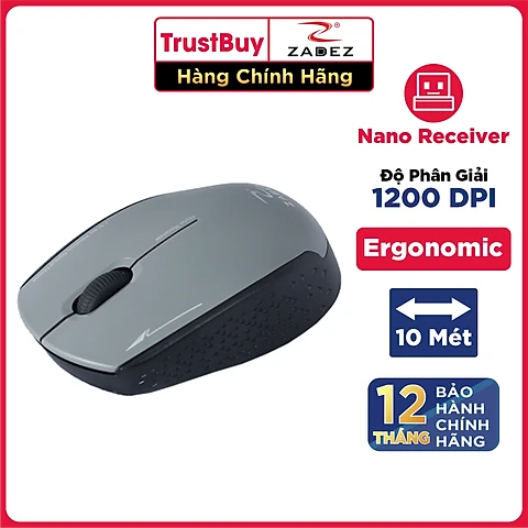 Chuột Không Dây Wireless ZADEZ M331 - Hàng Chính Hãng - Màu Xám