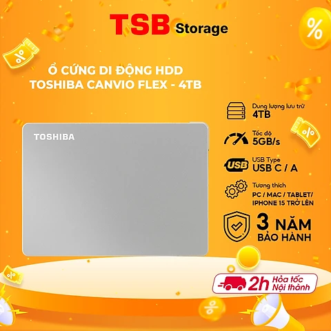 Ổ Cứng Di Động Toshiba Canvio Flex Hàng Chính Hãng - 4TB