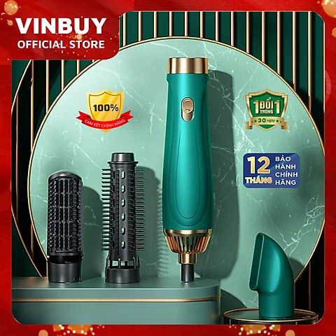 Máy Sấy Tóc Đa Năng 3 Đầu Sấy Tạo Kiểu Tóc Sấy Khô, Duỗi Thẳng, Uốn CụpXoăn Ba Nấc Tốc Độ Khí Nóng Chính Hãng VinBuy - Xanh Lá