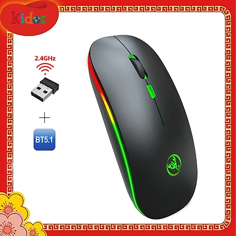 Chuột không dây Bluetooth, chuột không dây usb 2.4Hz HXSJ T18 - Hàng chính hãng - Đen