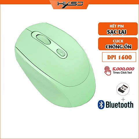 Chuột không dây Bluetooth, chuột máy tính HXSJ M107B chống ồn, DPI 1600, chế độ kép wireless usb 2.4Ghz, bluetooth chuyên dùng cho laptop, máy tính, tivi - Hàng chính hãng - hồng