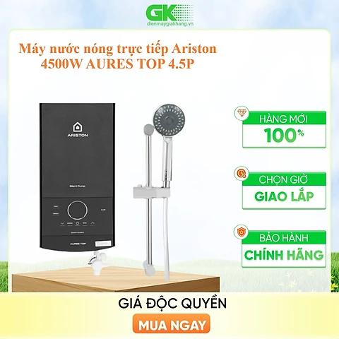 Máy nước nóng trực tiếp Ariston 4500W AURES TOP 4.5P Mẫu 2022 - hàng chính hãng Chỉ giao HCM