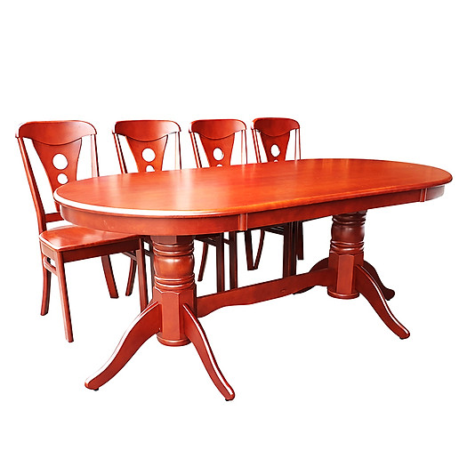 Bộ Bàn Ăn Hiện Đại OVal Gỗ Cao Su Tự Nhiên 1m8 8 Ghế
