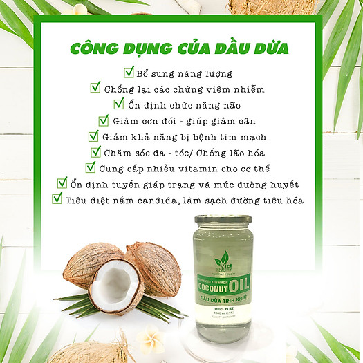 Dầu dừa tinh khiết tươi lạnh VietHealthy 500ml