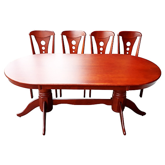 Bộ Bàn Ăn Hiện Đại OVal Gỗ Cao Su Tự Nhiên 1m8 8 Ghế