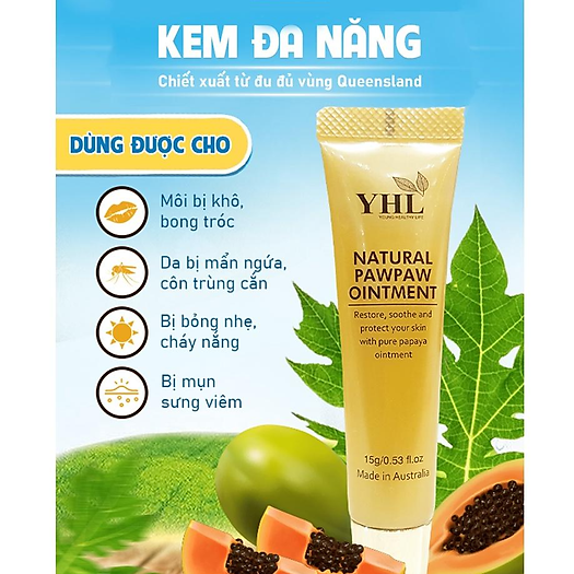 Kem đa năng dưỡng ẩm YHL cho các nàng, tinh dầu đu đủ tự nhiên 15g/chai Úc