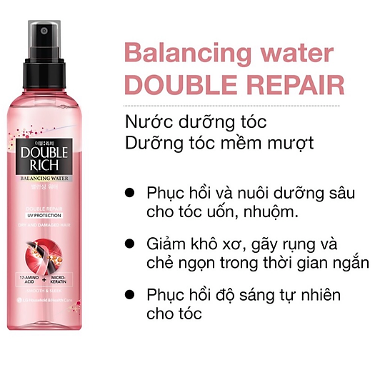 Nước Dưỡng Tóc Chăm Sóc Hư Tổn Double Rich Bw Double Repair 250Ml (Chai  Hồng) - Xịt Dưỡng Tóc | Thefaceholic.Com