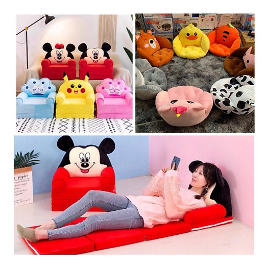 Ghế sofa cho bé, ghế lười 3 TẦNG hình thú - vừa ngồi vừa nằm cho bé (IB CHỌN MẪU)