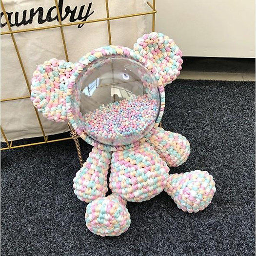 Set nguyên liệu túi gấu đan len tự làm cực dễ thương