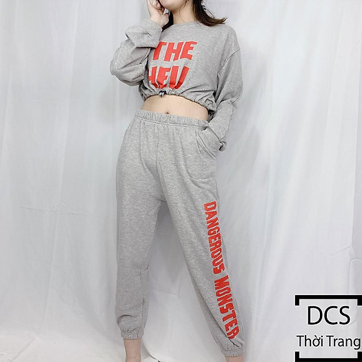 Bộ Quần Áo Croptop Chất Liệu Nỉ Chân Cua Xưởng May DCS