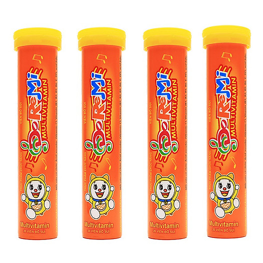 COMBO 4 tuýp sủi Doremi Multivitamin bổ sung Vitamin C, giúp tăng sức đề kháng, phục hồi sức khỏe