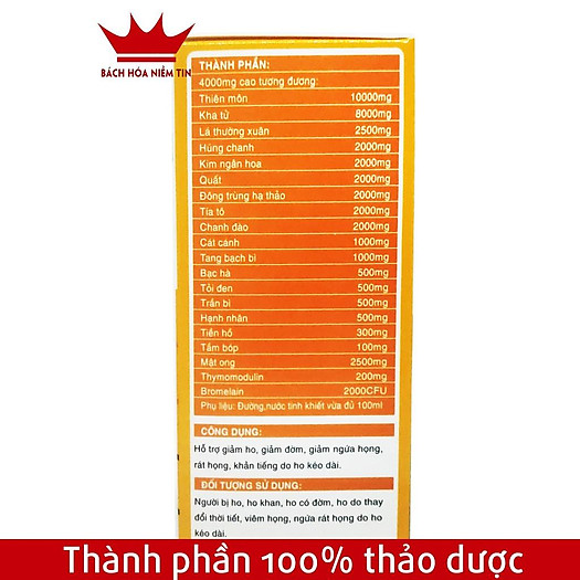 Cao ho Kha Tử Thần Cường Phế Thiên Môn Cao Lá Thường Xuân Horituss- giảm ho, tiêu đờm, bổ phổi - thành phần thảo dược an toàn cho trẻ từ 1 tuổi - Hộp 100ml