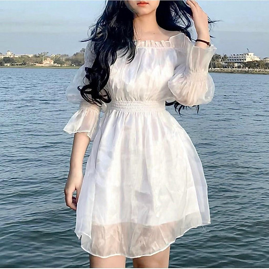 Đầm voan trắng bv H3177