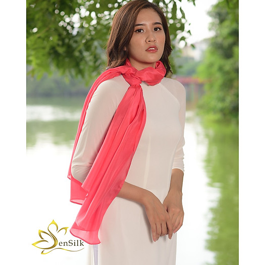 Khăn Lụa Nha Xá SenSilk (Đỏ) - 100% Silk Scarf - Lụa Tặng Khách Nước Ngoài