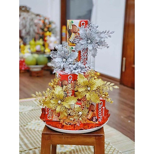 Set Phụ Kiện Trang Trí Tráp Oản , Tháp Bánh Kẹo Ngày Lễ Tết - Có Kèm Đĩa 28cm (Màu Ngẫu Nhiên)