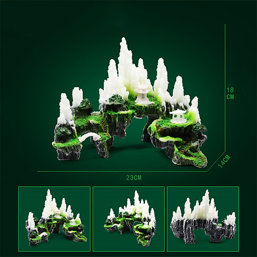 Mô hình núi đá tuyết sơn hang động cây cỏ non bộ lũa bể cá thủy sinh trang trí tiểu cảnh bể cá hồ cá