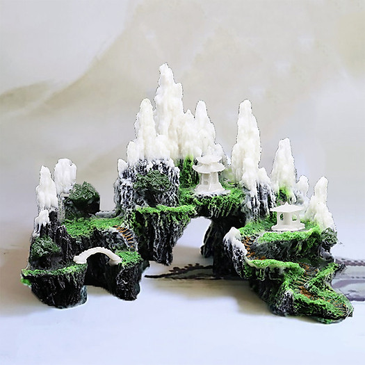 Mô hình núi đá tuyết sơn hang động cây cỏ non bộ lũa bể cá thủy sinh trang trí tiểu cảnh bể cá hồ cá
