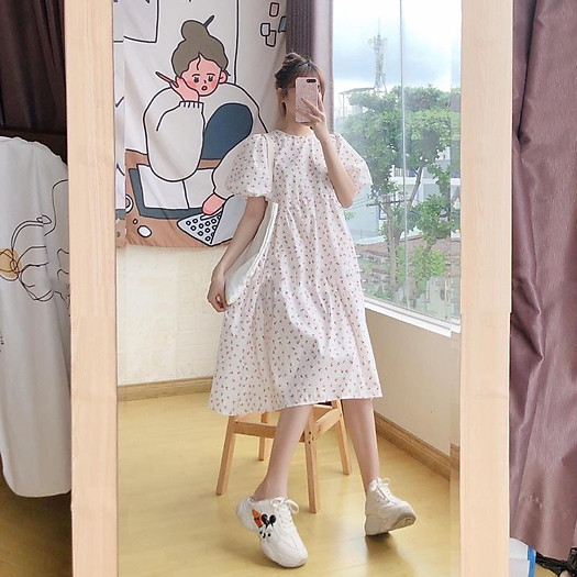 ĐẦM BABYDOLL HOẠ TIẾT HOA NHÍ ULZZANG TAY PHỒNG