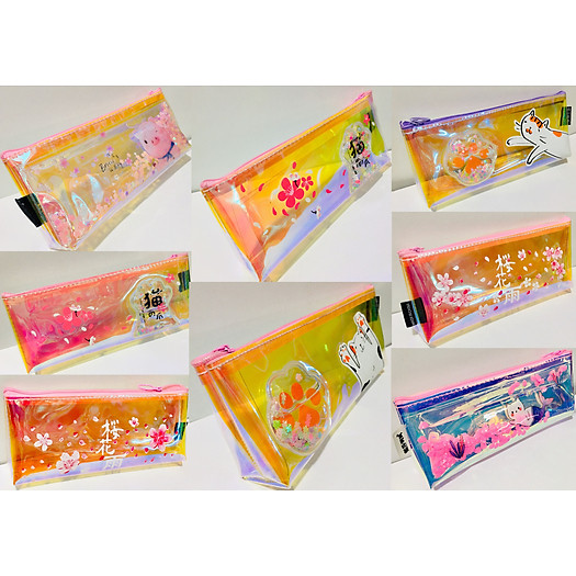 Bóp viết, hộp đựng bút Hologram 3D TRONG SUỐT NHỰA DẺO ( mẫu ngẫu nhiên )