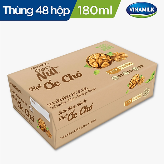 COMBO 6 LỐC SỮA ĐẬU NÀNH VINAMILK HẠT ÓC CHÓ - LỐC 4 HỘP X 180ML