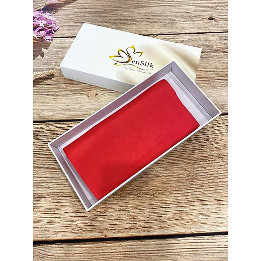 Khăn Lụa Nha Xá SenSilk (Đỏ) - 100% Silk Scarf - Lụa Tặng Khách Nước Ngoài
