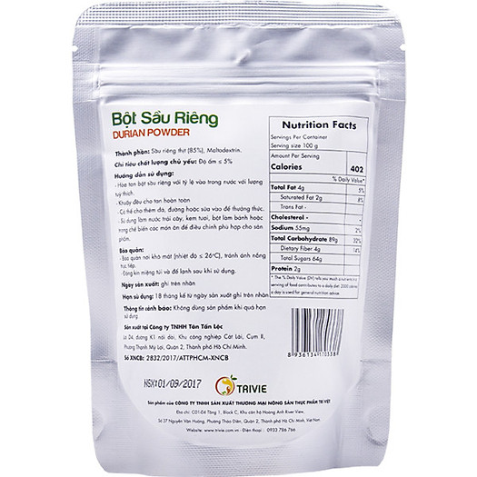 Bột sầu riêng Trivie (100g)