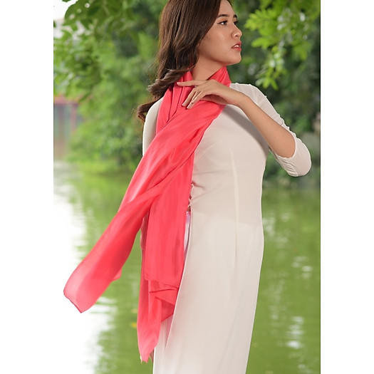 Khăn Lụa Nha Xá SenSilk (Đỏ) - 100% Silk Scarf - Lụa Tặng Khách Nước Ngoài