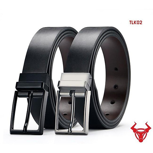 Thắt Lưng Nam Da Bò Thật Khoá Xoay 2 Mặt Đen Nâu - Dây Nịt Nam TẶNG MÓC KHÓA
