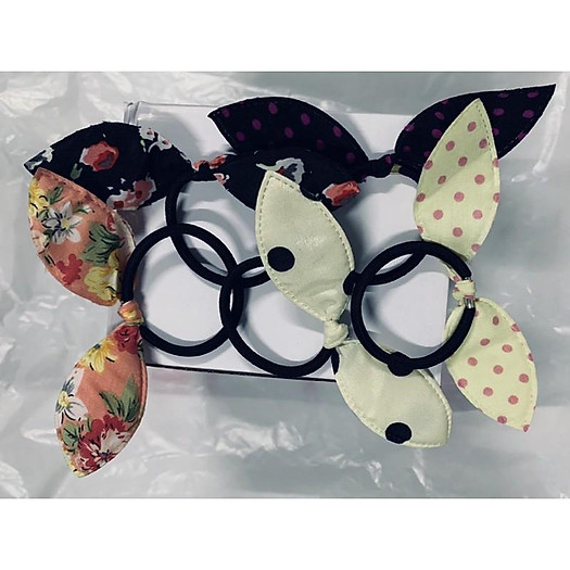 Sét 5 buộc tóc nơ thỏ màu ngẫu nhiên.