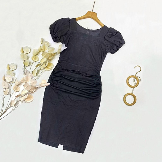 Đầm Ôm Body Nhún Eo Chất Thun Cotton Tôn Dáng