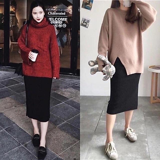 Chân Váy Len Tăm Chất Đẹp- Chân Váy Ôm Dài Đẹp