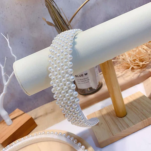 Bờm tóc ngọc trai nhân tạo bản to phong cách hàn quốc - băng đô cài tóc