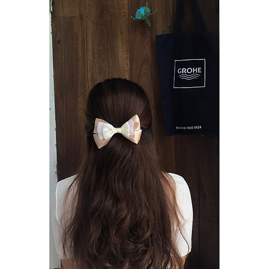 Kẹp tóc bấm nơ ruy băng lụa