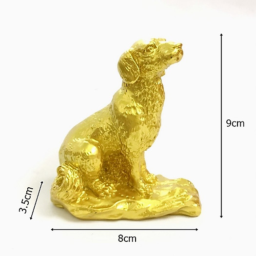 Tượng con Chó vàng, chất liệu nhựa được phủ lớp màu vàng óng bắt 