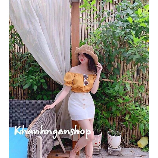 Sét Áo Vàng Và Chân Váy Trắng