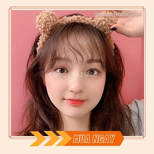 Bờm Cài Tóc Hình Tai Gấu Siêu Dễ Thương