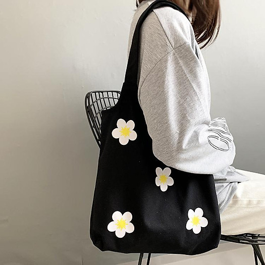 SỈ Túi tote vải bố đựng đồ canvas đeo chéo Hình Hoa Mai Siêu Hot